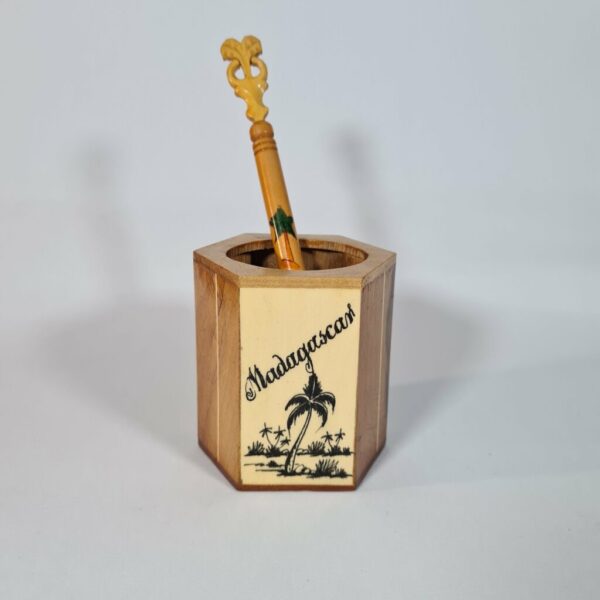 Porte stylo de bureau en bois de palissandre et pin