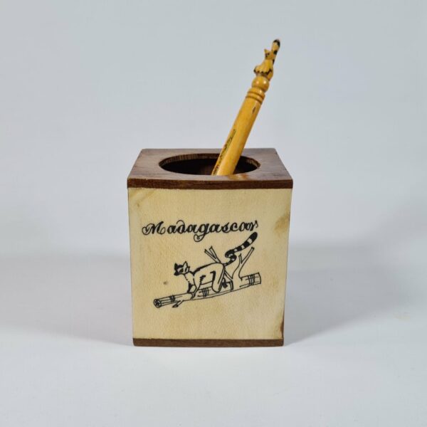 porte stylo de bureau en bois de palissandre et pin