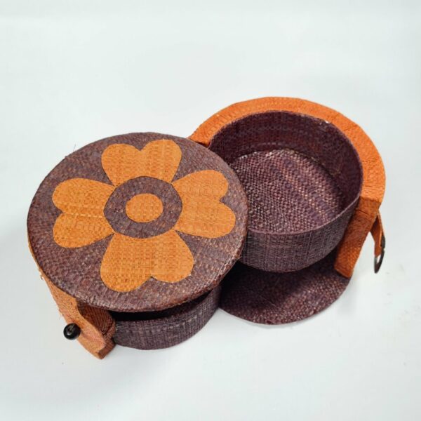 Boite Rangement Ronde 2 étages Orange B1