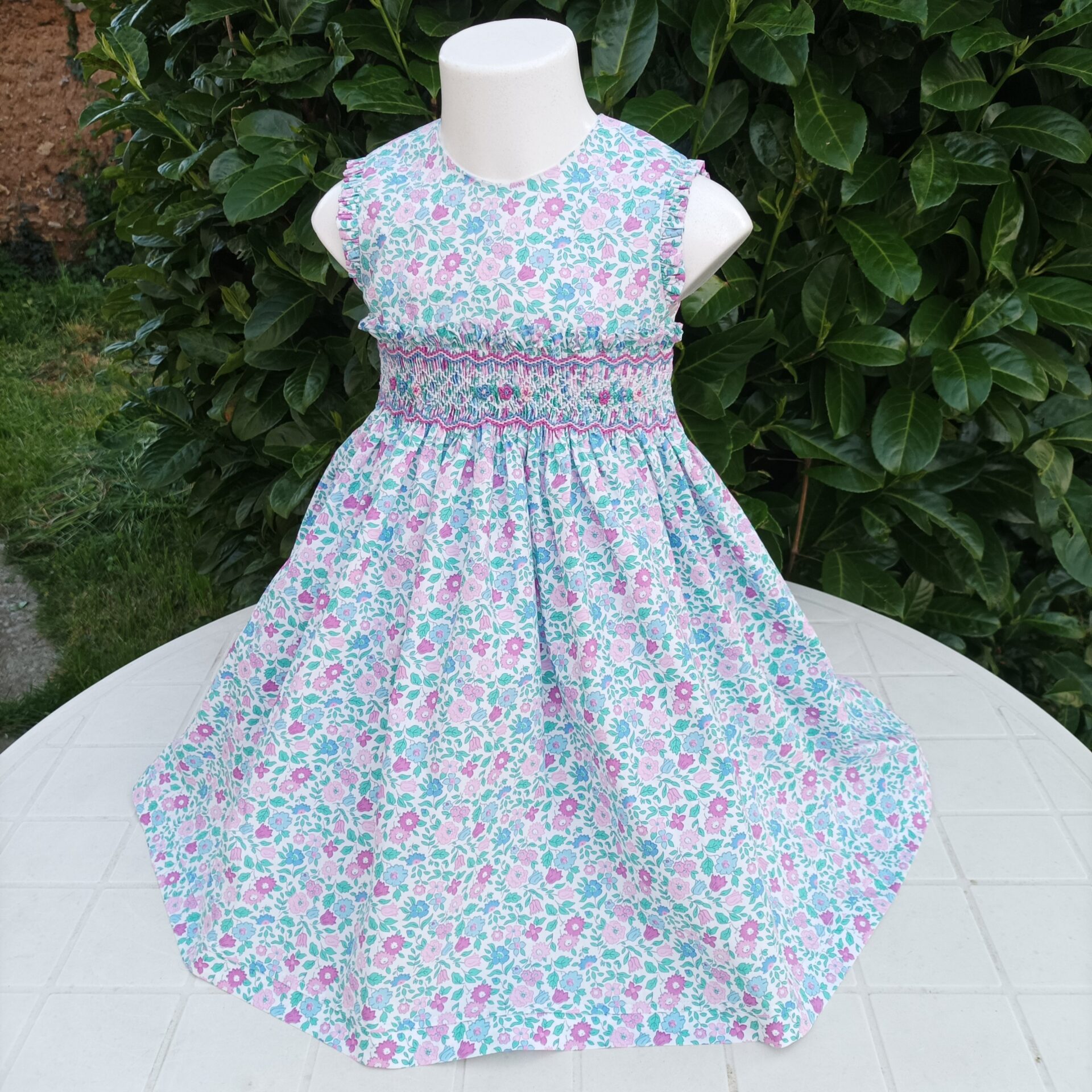 Robe smoke liberty rose et bleu – Image 3