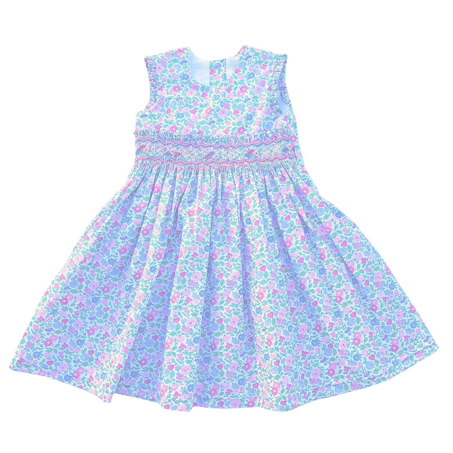 Robe smoke liberty rose et bleu