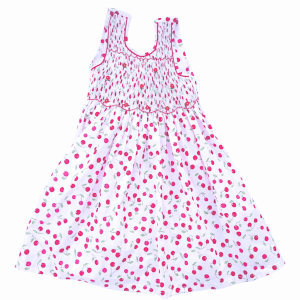 6 Robe smock liberty Cherry Cerises 2 ans Blanc