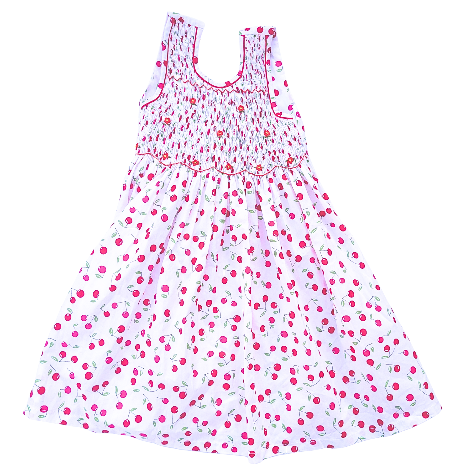 6 Robe smock liberty Cherry Cerises 2 ans Blanc