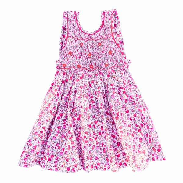 8 Robe smock liberty florale 2 ans rouge