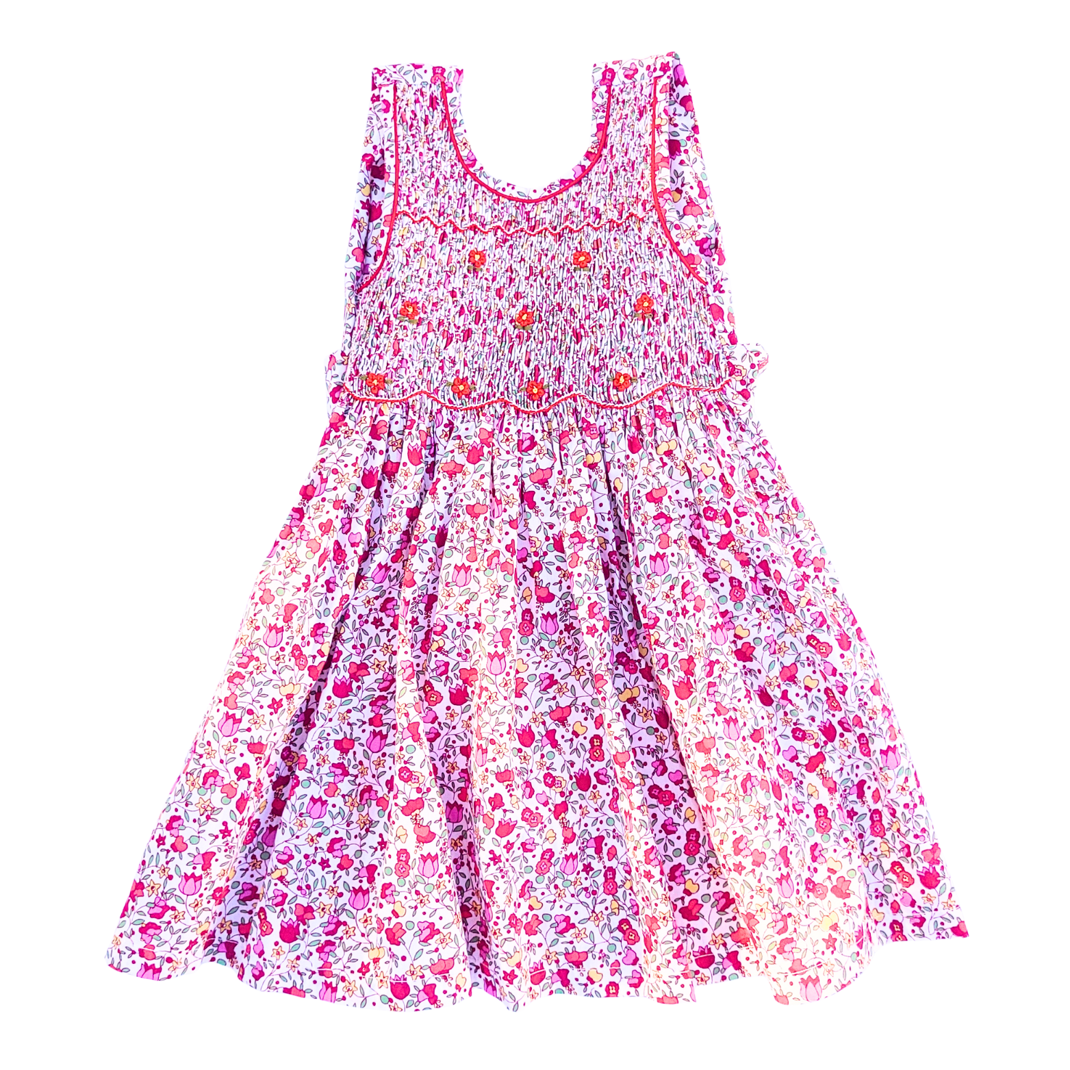 8 Robe smock liberty florale 2 ans rouge