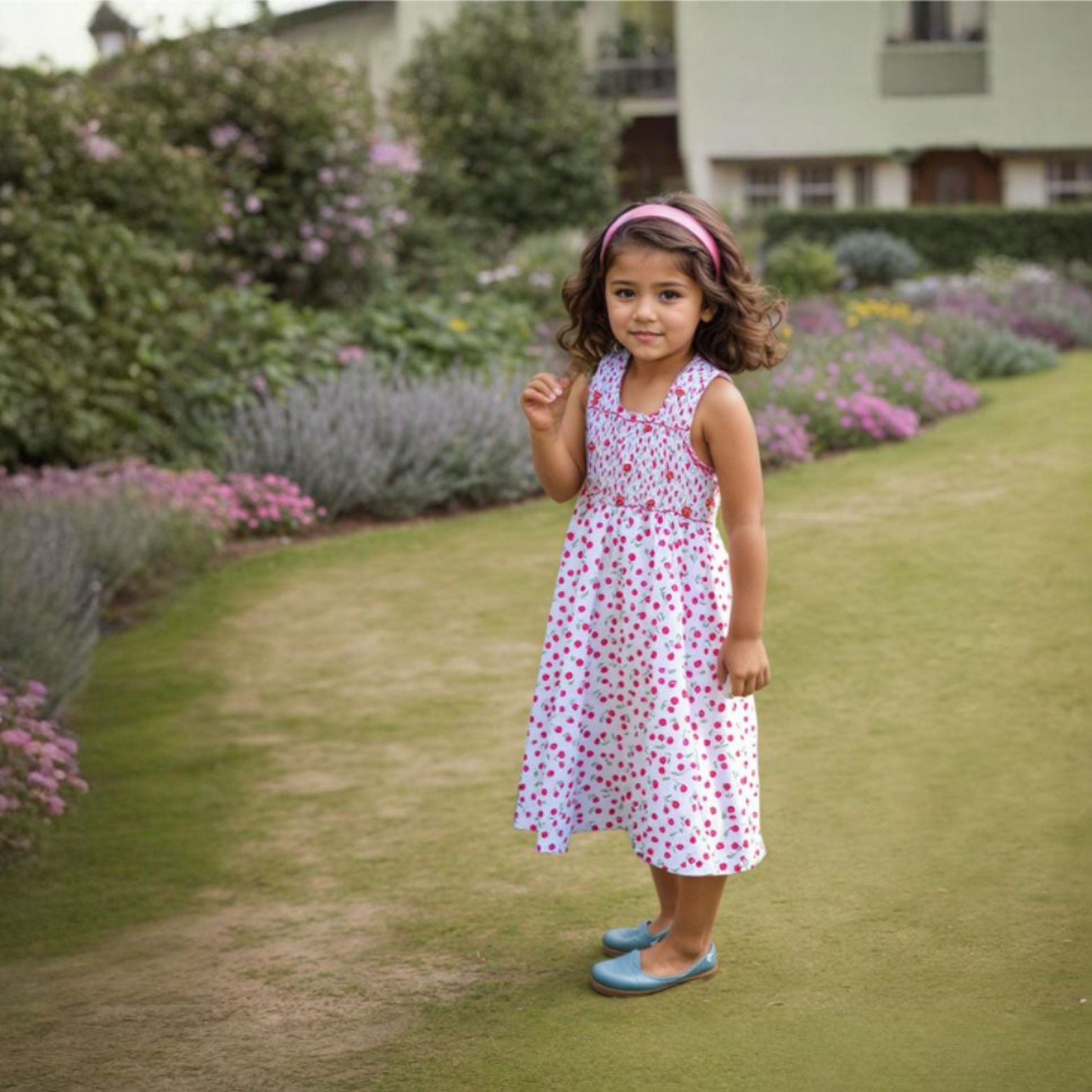 Robe smock liberty Cherry Cerises 2 ans Blanc – Image 3