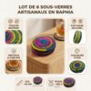 Lot de 6 Sous-Verres Artisanaux en Raphia Tressé Infographic