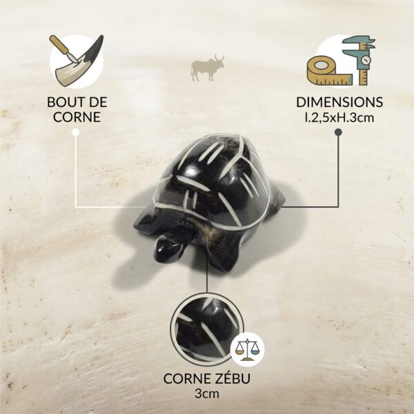 Petite Tortue Décorative en Corne de Zébu Artisanale