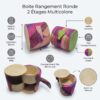 Boîte à Bijoux Ronde 2 Étages en Raphia Tressé - Multicolore Infographic