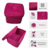 Boîte tissée en raphia - Fuschia - 9x9x9cm Infographic