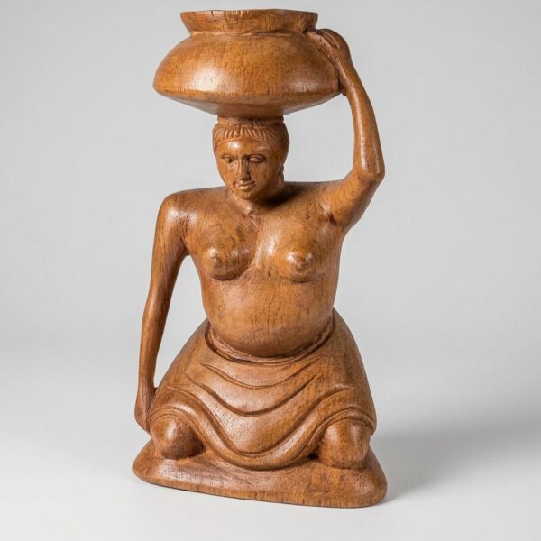 Statuette Femme Assise en Bois de Palissandre, 22 cm - Décoration Ethnique Artisanale