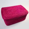 Boîte tissée en raphia - Fuschia - 9x9x9cm